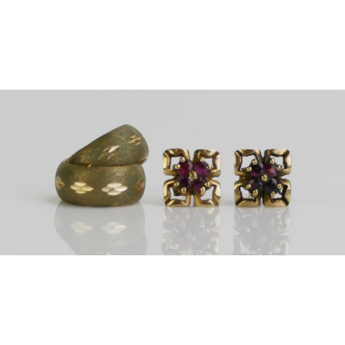 136 - A Pair of 9ct Gold and Garnet Stud Earrings (9mm head, hallmarked, 1.55g) and one other hallmarked p... 