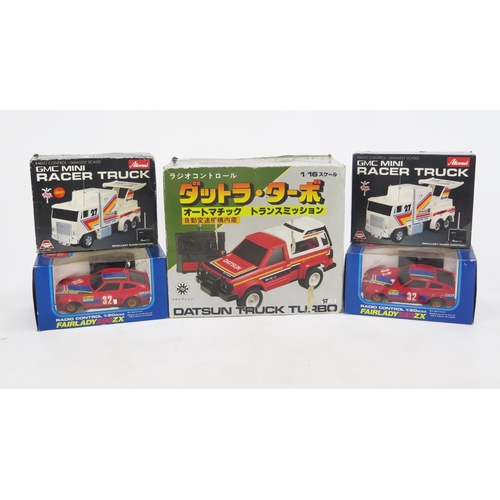 1386 - Asahi Remote Control Car Group including 1/16 Datsun Truck, x2 1/20 Fairlady 280ZX and x2 GMC Mini R... 