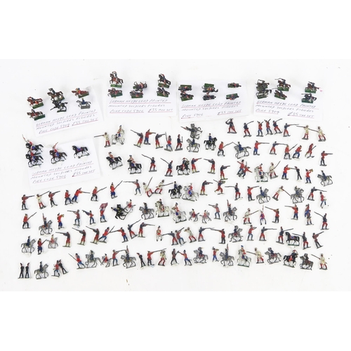 1392 - German Heyde Lead Painted Soldier Figures Collection, flat and semi-flat infantry and cavalry