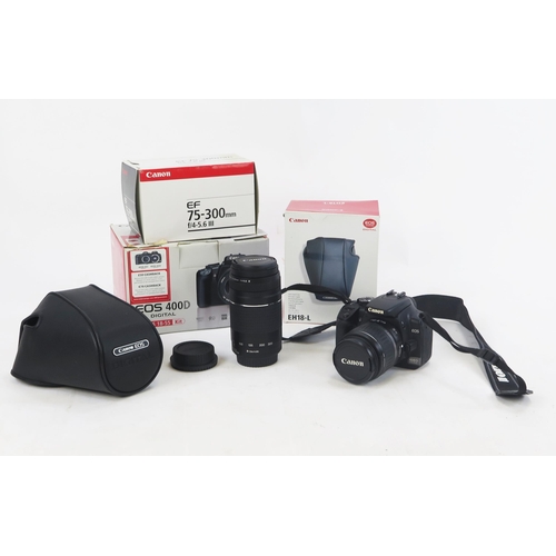 1401 - Canon EOS 400D Digital Camera with EFS 18-55mm f/3.5-5.6 and 75-300mm f/4-5.6 lenses and EH18-L case... 