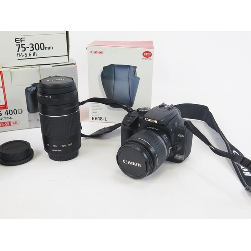 1401 - Canon EOS 400D Digital Camera with EFS 18-55mm f/3.5-5.6 and 75-300mm f/4-5.6 lenses and EH18-L case... 