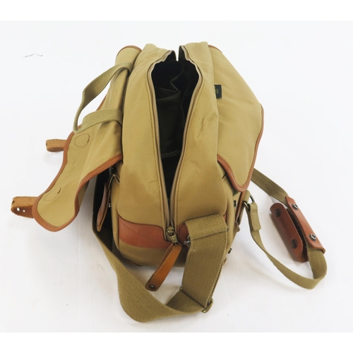 1406 - Billingham Canvas Camera Carry Bag in Tan with leather, approx 39cm wide