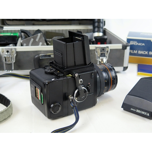 1408 - Zenza Bronica SQ-A Camera in hard shell case with various lenses and accessories including x2 SQ 6x6... 