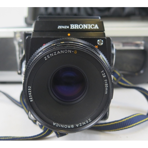 1408 - Zenza Bronica SQ-A Camera in hard shell case with various lenses and accessories including x2 SQ 6x6... 