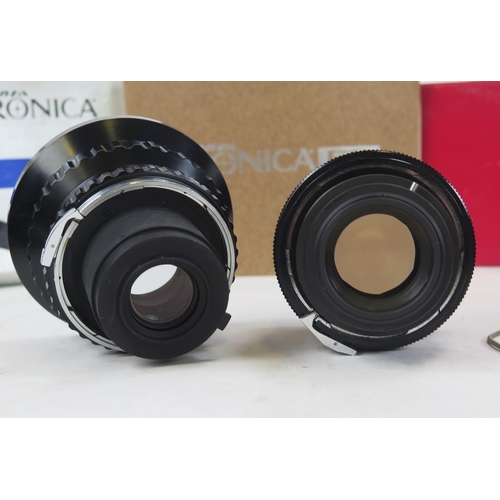 1410 - Zenza Bronica EC-TL Camera Body with x2 EC film back magazines, Nikkor-D 40mm f/4 lens, Komura 150mm... 