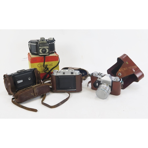 1413 - Vintage Cameras including Coronet Cadet, Zeiss Ikon, Solida II and Zenit 3