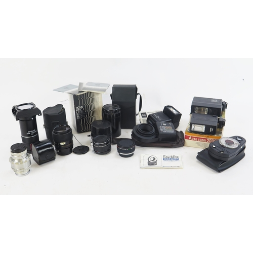 1414 - Camera Lens and Flash Group etc. including Vivitar, Hoya, Ohnar, Sunpak, Toshiba etc.