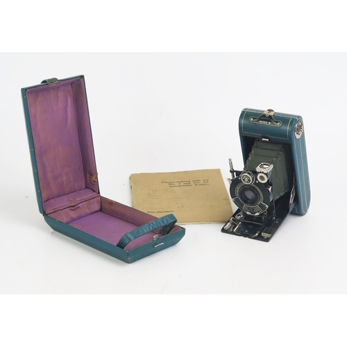 1420 - Kodak Vest Pocket Series III Autographic Camera in blue with case and original picture making manual