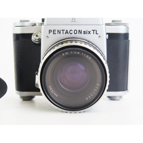 1424 - Pentacon six TL Camera with Jena 80mm f/2.8 lens and 2 viewers