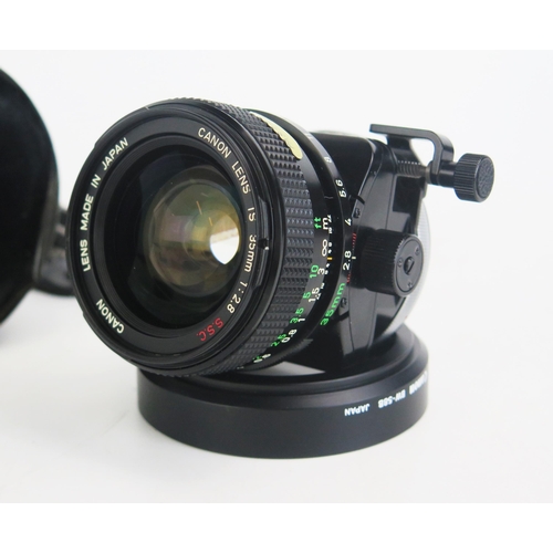 1429 - Canon TS 35mm f/2.8 SSC Camera Lens serial no. 18517 with BW-58B hood, tripod support and case