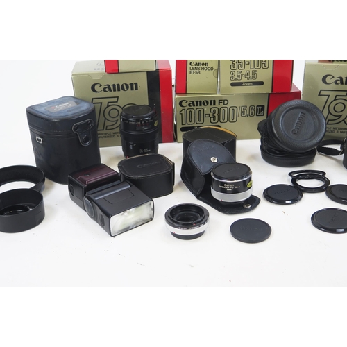 1437 - Canon Camera Lens and Accessory Group including EF 35-105mm f/3.5-4.5 lens (cased and boxed), 300TL ... 