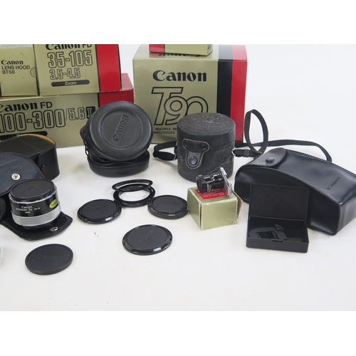 1437 - Canon Camera Lens and Accessory Group including EF 35-105mm f/3.5-4.5 lens (cased and boxed), 300TL ... 