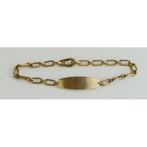 145 - A 9ct Gold ID Bracelet, 18.5cm, import marks, 8g