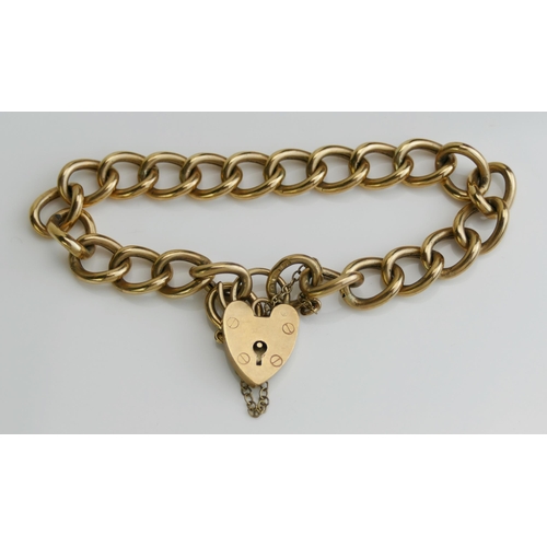 158 - A 9ct Gold Curb Link Bracelet with 'padlock' clasp, hallmarked, 11.3g