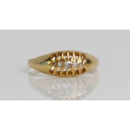 24 - An 18ct Gold and Diamond Five Stone Ring, size O.5, indistinct hallmarks, 2.55g