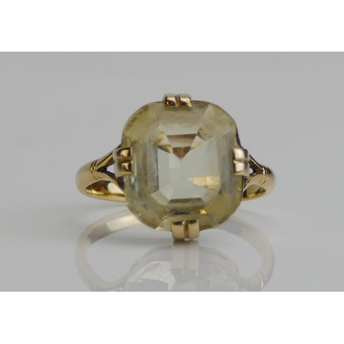 247 - An 18ct Gold and Gem Set Dress Ring, c. 13.9x12.8mm, size R.5, stamped 18CT, 5.41g