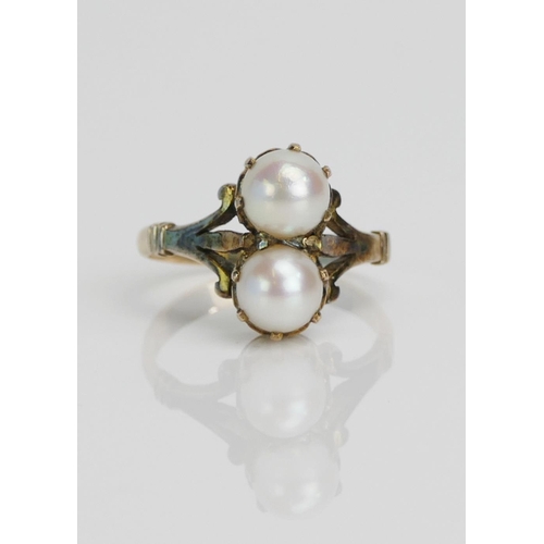 25 - A 14ct Gold and Pearl or Cultured Pearl Ring, size M, stamped 14CT, 3.18g