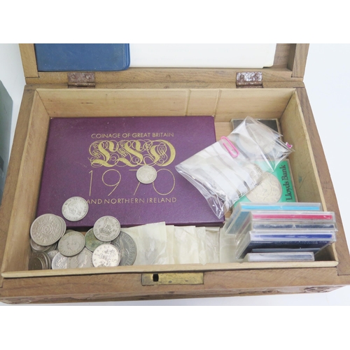 304 - A Selection of Silver and other World Coins, including 1937 crown commemorative crowns and notes _  ... 