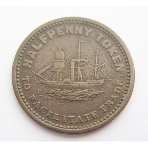 306 - A South African Marsh & Sons Importers Cape Town Half Penny Token (1870-1874 _ 500 minted)