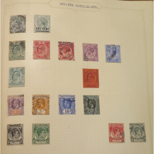 342 - A collection of British Empire stamps in an old leather album