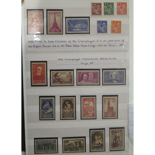 343 - A mainly mint collection of French stamps in four stockbooks including 1922 War Orphans set, 1923 Bo... 