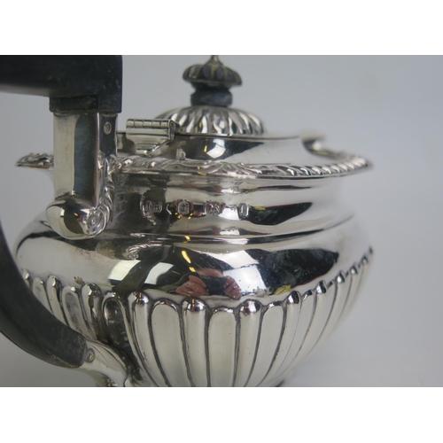 519 - An Edward VII silver bachelors teapot, maker CH possibly Charles Homer, Birmingham, 1905, 432gms, 13... 