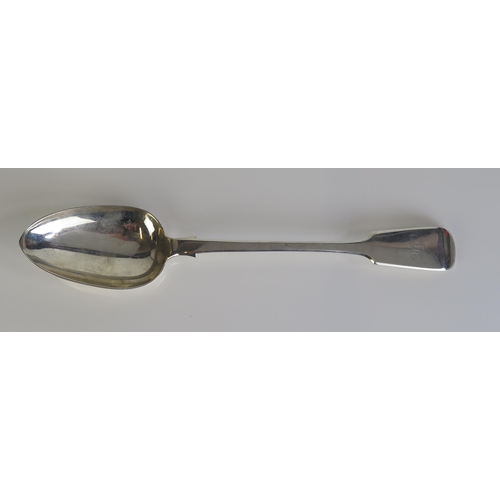 527 - A Victorian provincial silver Fiddle pattern basting spoon, maker Edwin Sweet, Exeter 1855, monogram... 