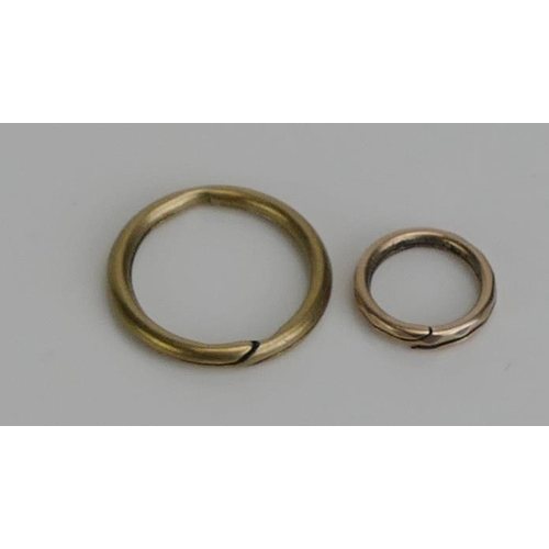 53 - Two Precious Yellow Metal Jump Rings, , one c. 14.7mm diam. and the other c. 14.3mm1.28g