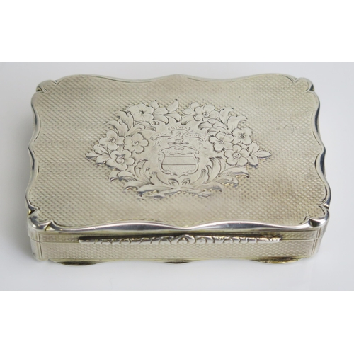 560 - A Victorian silver snuff box, maker John Jones III and Edward Edwards II, London, 1844, crested, of ... 