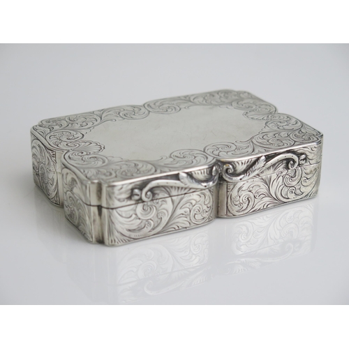 561 - A large Victorian silver snuff box, maker Francis Clark, Birmingham, date letter worn possibly 1845,... 