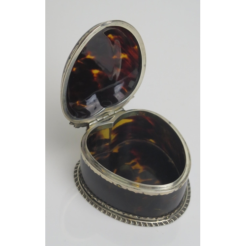 572 - A late Victorian tortoiseshell and silver mounted trinket box, maker's mark worn, London, 1892, of h... 