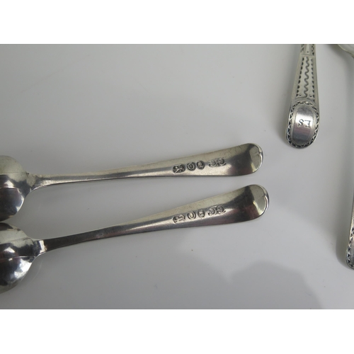 581 - A set of six George III silver Old English pattern teaspoons, maker George Gray, London, 1789, initi... 