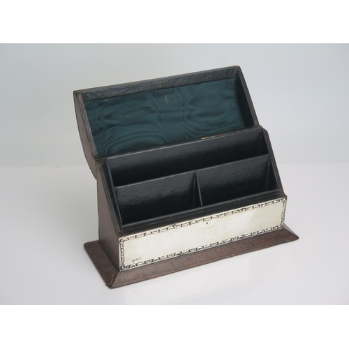 592 - A leather bound and silver mounted stationery box, maker George Nathan & Ridley Hayes, Chester, 1906... 