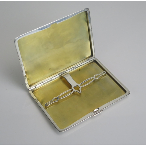 595 - A sterling silver cigarette case, stamped sterling, initialled and dated, 11.5cm wide, 156gms, 5.04o... 