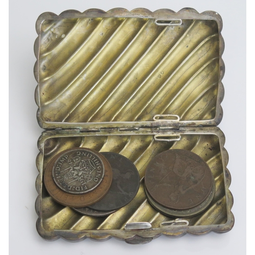 691 - A Victorian silver cigarette case, maker's mark worn, Birmingham, 1887, 9cm long, 60gms, 1.92ozs, to... 