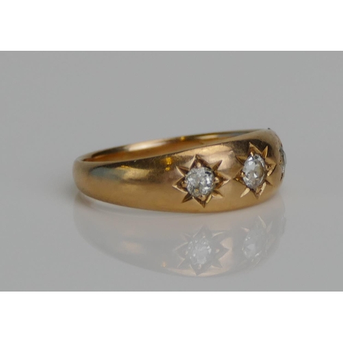 71 - An Antique 18ct Gold and Old Cut Diamond Gypsy Ring, c. 2.8mm principal stone, size M.75, Chester 19... 