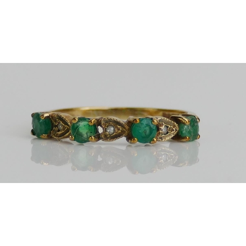 89 - A 9ct Gold, Emerald and Diamond Ring, size K, hallmarked, 1.35g