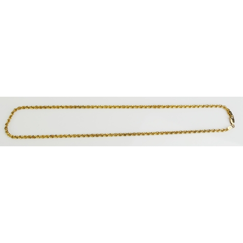 98 - A 14K Gold Rope Twist Necklace, 46cm long, stamped ITALY 14K 585, 14g