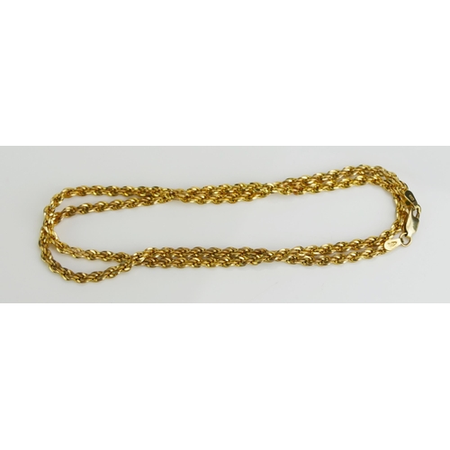 98 - A 14K Gold Rope Twist Necklace, 46cm long, stamped ITALY 14K 585, 14g