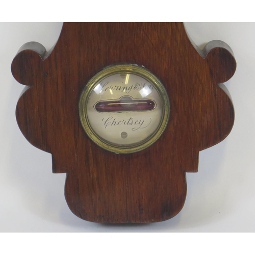 1254 - Herring & Son, Chertsey, a 19th century onion top rosewood wheel barometer, with hygrometer, alcohol... 