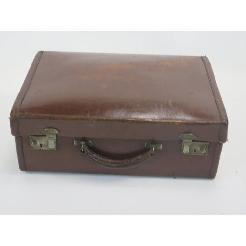 1754 - A stitched brown leather attaché case, with concertina alphabet file holder to the interior.