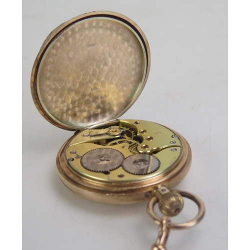 286 - A 9ct Gold Half Hunter Pocket Watch, the 49mm case with keyless movement and enamel dial with Roman ... 