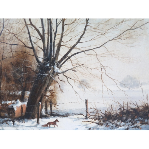 1516A - Walter Robin Jennings (1927-2005), 'A Fox by the Willow', oil on canvas, signed lower left and dated... 