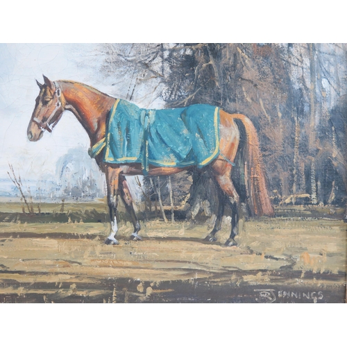 1516B - Walter Robin Jennings (1927-2005), 'Copper and Blue', oil on canvas depicting horses, signed lower r... 