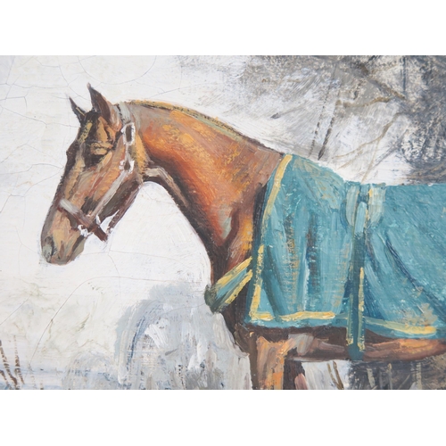 1516B - Walter Robin Jennings (1927-2005), 'Copper and Blue', oil on canvas depicting horses, signed lower r... 