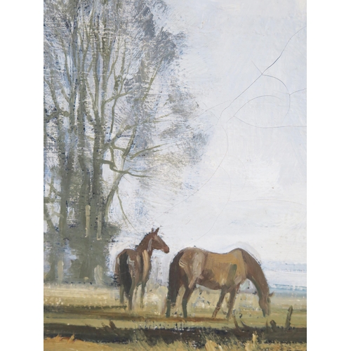 1516B - Walter Robin Jennings (1927-2005), 'Copper and Blue', oil on canvas depicting horses, signed lower r... 