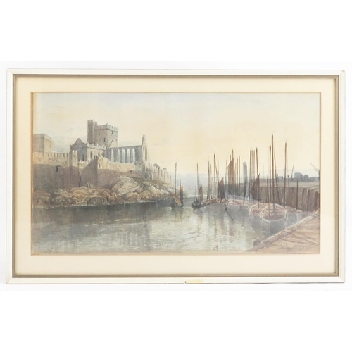 1518 - J Syer Junr. 19th century watercolour, A  View of Whitby Harbour, signed and dated 1823?, 68 X 38cm,... 