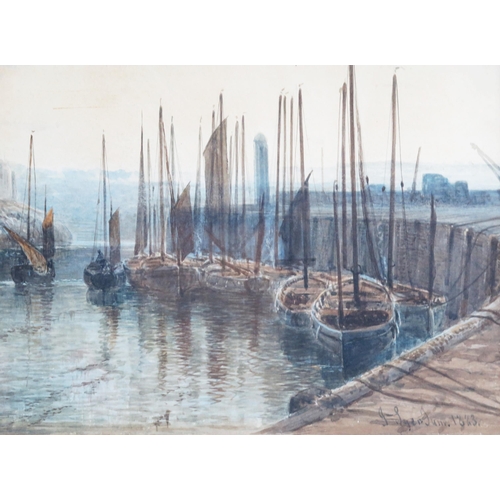 1518 - J Syer Junr. 19th century watercolour, A  View of Whitby Harbour, signed and dated 1823?, 68 X 38cm,... 