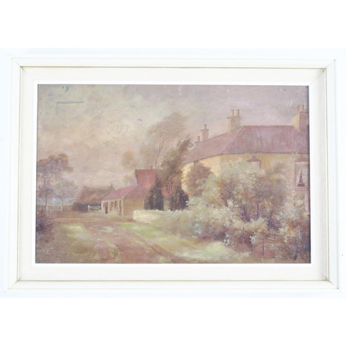 1519 - Farmhouse and rural scene, oil on canvas, unsigned,  44 x 29cm, framed