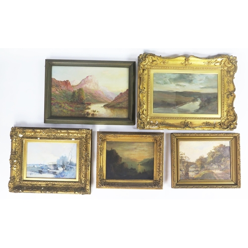 1532 - Selection of 19th and 20th century oil and watercolour paintings (five in total) including moorland,... 